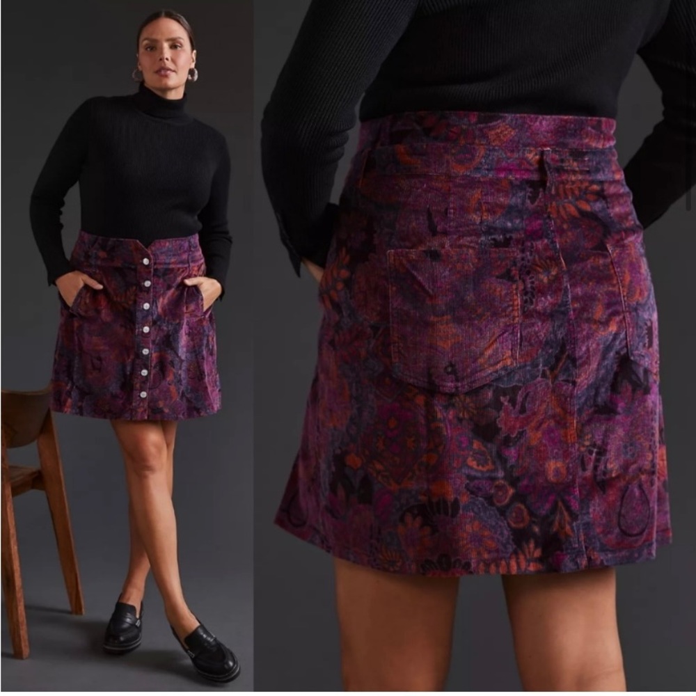 PILCRO CORDUROY MINI SKIRT BY ANTHROPOLOGIE